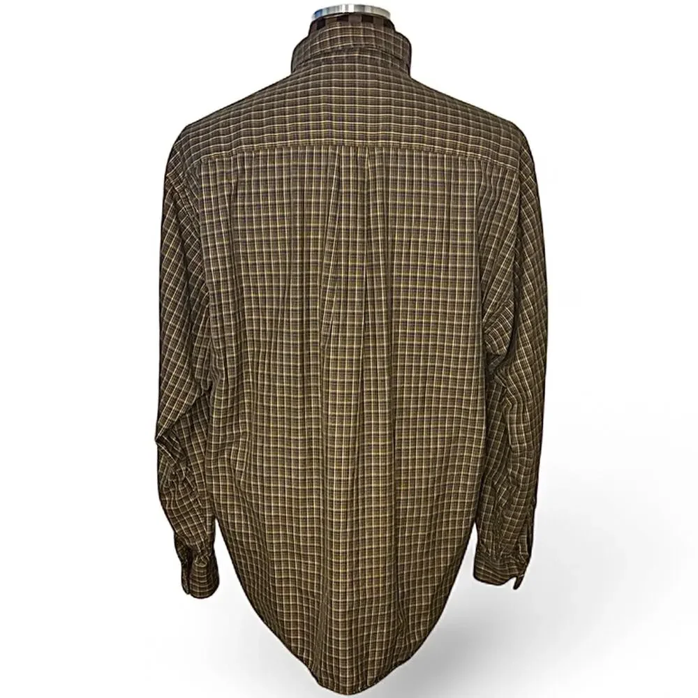 Burberry Mens Plaid Dress Shirt XL Preppy Brown Green Blue Yellow Button Up - Picture 4 of 10